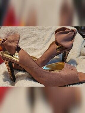 Women's Mauve Glitter Heel Dress Shoe Size 8